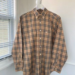Burberry Men's Check Cotton Poplin Long Sleeve Shirt - M